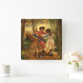 スイングする女の子3 スクエア壁時計 (ホーム)