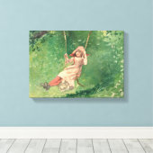 スイングの女の子(農村児) (ウィンスローホームマー) キャンバスプリント (インサイチュ (ウッドフロア))