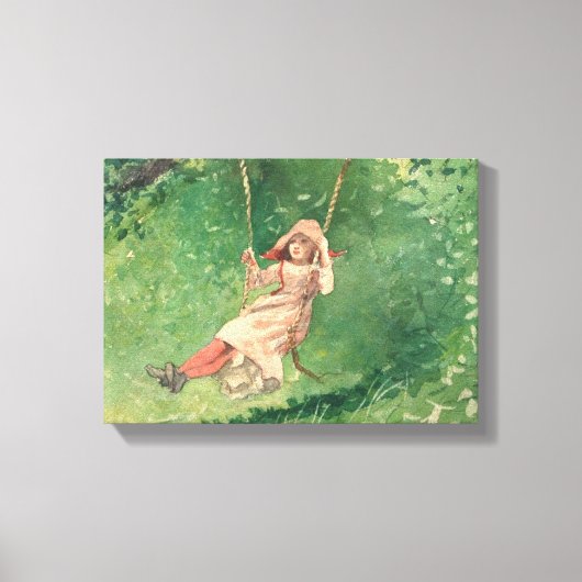 スイングの女の子(農村児) (ウィンスローホームマー) キャンバスプリント (正面)
