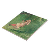 スイングの女の子（農村児） （ウィンスローホームマー） タイル (側面)