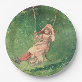スイングの女の子（農村児） （ウィンスローホームマー） ペーパープレート