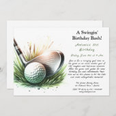 スイングインの誕生日Bash Tee Up forおもしろい! 招待状 (正面/裏面)