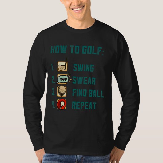 スイングウェア見つけるボールの繰り返しゲームゴルフコース Tシャツ (正面)