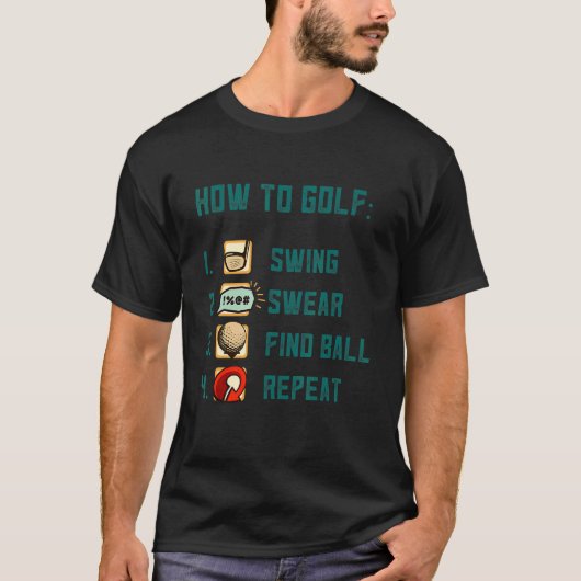 スイングウェア見つけるボールの繰り返しゲームゴルフコース Tシャツ (正面)
