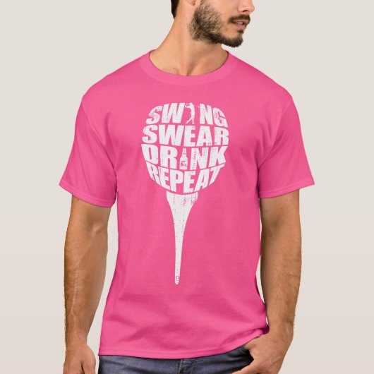 スイングウェア飲み物繰り返しゴおもしろいルフ Tシャツ (正面)