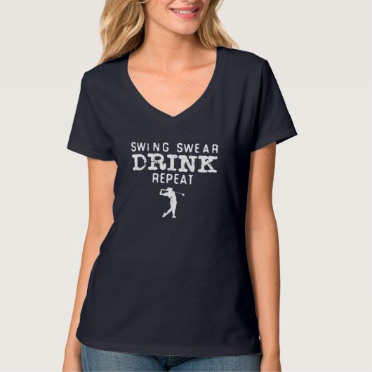 スイングウェア飲み物繰り返しゴおもしろいルフ Tシャツ (正面)