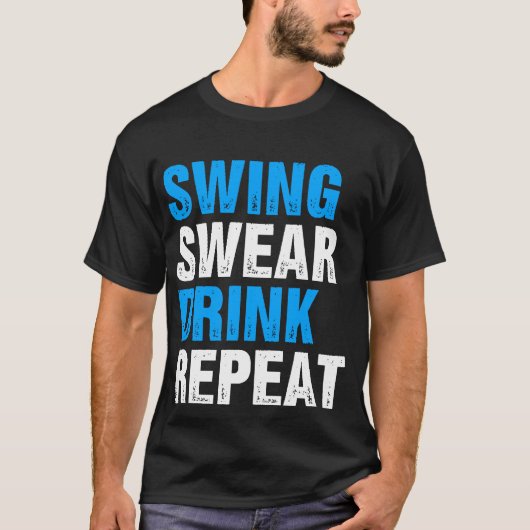 スイングウェア飲み物繰り返しゴおもしろいルフ Tシャツ (正面)
