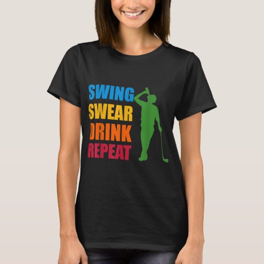 スイングウェア飲み物繰り返しゴルフ恋人 Tシャツ (正面)