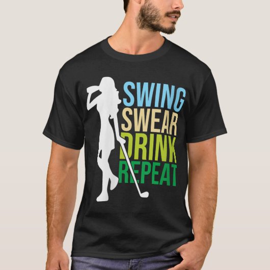 スイングウェア飲み物繰り返しゴルフ愛好家 Tシャツ (正面)