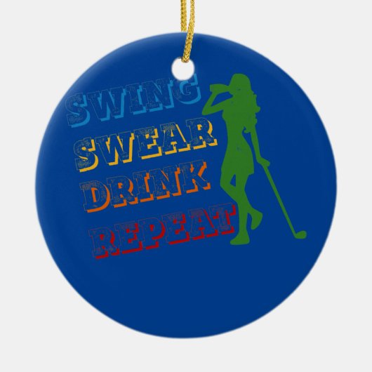 スイングウェア飲み物繰り返し愛ゴルフ愛ガールギフト セラミックオーナメント (正面)