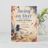 スイングオーバー野球少年 誕生日 スポーツ パーティー 招待状 (スタンド正面)