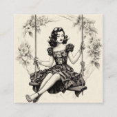 スイングスインガーのコールカードに乗った女性 スクエア名刺 (裏面)