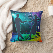 スイングダンスカップルステージライツミュージックフロア クッション (ブランケット)