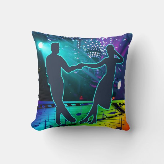 スイングダンスカップルステージライツミュージックフロア クッション (正面)