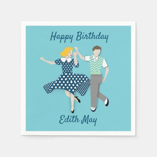 スイングダンスカップル スタンダードカクテルナプキン (正面)