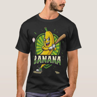 スイングバナナマスコットロゴ – 面白い野球 Tシャツ
