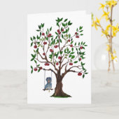 スイングバースデーカードにチキンを刻印する カード (黄色い花)