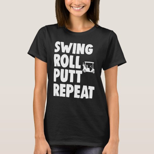 スイングパッ転がトリピート選手の女性ゴルフ Tシャツ (正面)