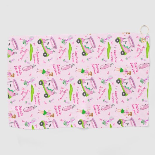 スイングピンクゴルファー乳がん認識度 ゴルフタオル (横)