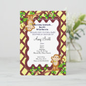 スイングモンキーベビーシャワー招待状-黄色 招待状 (スタンド正面)