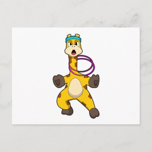 スイングリングでフィットネスするキリン ポストカード (正面)