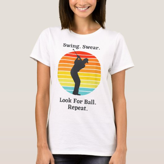 スイング誓いボールを探おもしろいすゴルフGol Tシャツ (正面)