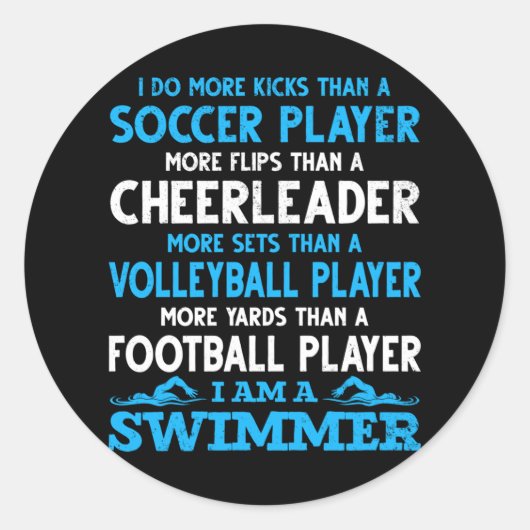 スイーおもしろいミング定義泳ぐ人 ラウンドシール (正面)