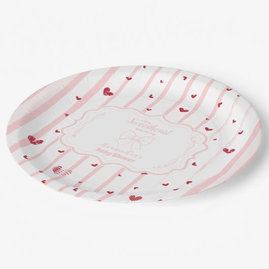スイーお洒落テアールバレンタインデー赤ちゃんシャワー ペーパープレート (アングル)