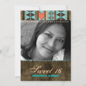 スイーアステカト16招待状ブルーブラウンパタクールーン 招待状 (裏面)