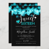スイーガーリート16バースデーパーティティール（緑がかった色）灯 招待状 (正面/裏面)
