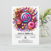 スイーツかわいいキャンディランドデジタル誕生日 招待状 (スタンド正面)