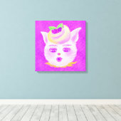 スイーツが好きな紫色の猫 キャンバスプリント (インサイチュ (ウッドフロア))