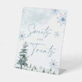 スイーツとトリーツの看板、青いテーブル看板 台座サイン (正面)