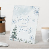 スイーツとトリーツの看板、青いテーブル看板 台座サイン (インサイチュ)