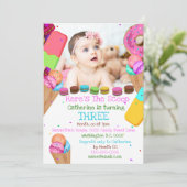 スイーツアイスクリーム写真ANY AGE誕生パーティー 招待状 (スタンド正面)