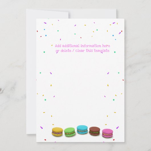 スイーツアイスクリーム写真ANY AGE誕生パーティー 招待状 (裏面)