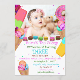 スイーツアイスクリーム写真ANY AGE誕生パーティー 招待状