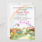 スイーツアンドトリートキャンディランド誕生日 招待状 (正面)