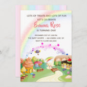 スイーツアンドトリートキャンディランド誕生日 招待状 (正面/裏面)