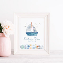 スイーツセーラ航海のボートベビシャワーサイン ポスター