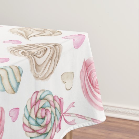 スイーツピンク水彩パターン テーブルクロス (インサイチュ)