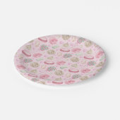 スイーツピンク水彩パターン ペーパープレート (アングル)