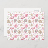 スイーツピンク水彩パターン ポストカード (正面/裏面)