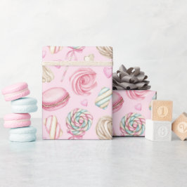 スイーツピンク水彩パターン ラッピングペーパー