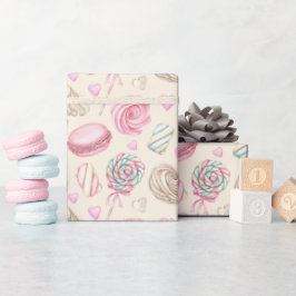 スイーツピンク水彩パターン ラッピングペーパー