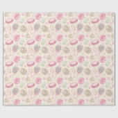 スイーツピンク水彩パターン ラッピングペーパー (フラット)