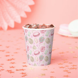 スイーツピンク水彩パターン 紙コップ