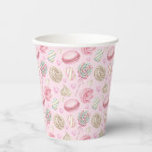 スイーツピンク水彩パターン 紙コップ (正面)