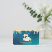 スイーツモダンカップケーキ金ゴールドドリップミキサー花 名刺 (スタンド正面)