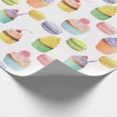 スイーツ柄のカップケーキやマカロン ラッピングペーパー (角)